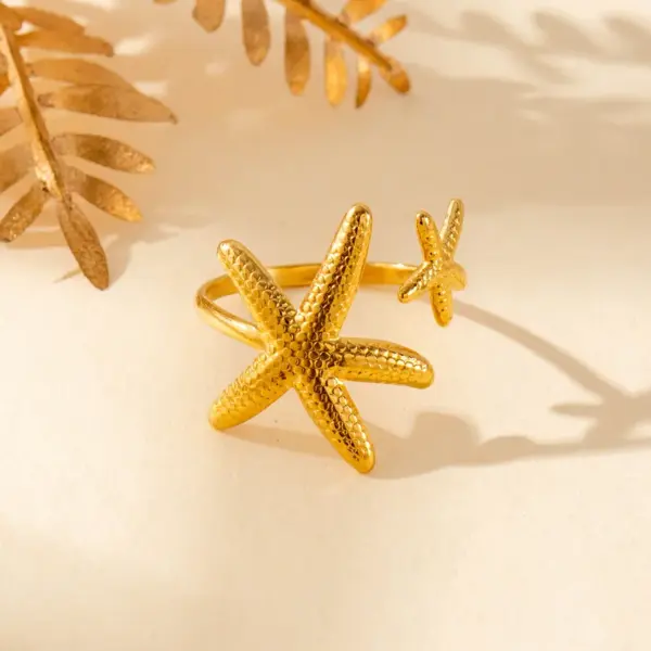 Wholesale Jewelry Vintage Style French Style Simple Style Geometric Starfish Shell 304 Stainless Steel Open Rings