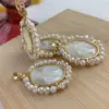 Wholesale 1 Piece Freshwater Pearl Copper Freshwater Pearl Pearl Oval Pendant Charms Necklace Jewelry Accessories