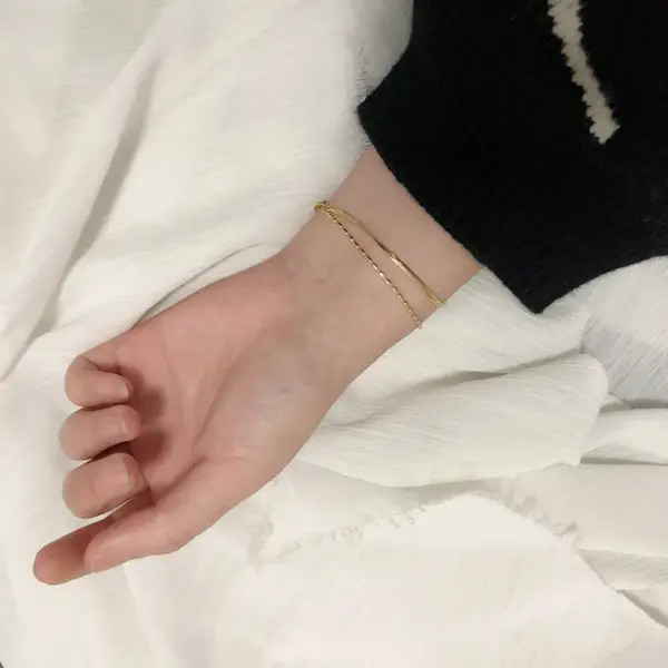 PVD Coated Real Gold Plated 18K Gold 304 Stainless Steel Simple Style Waterproof Non Tarnish 304 Stainless Steel Bracelets