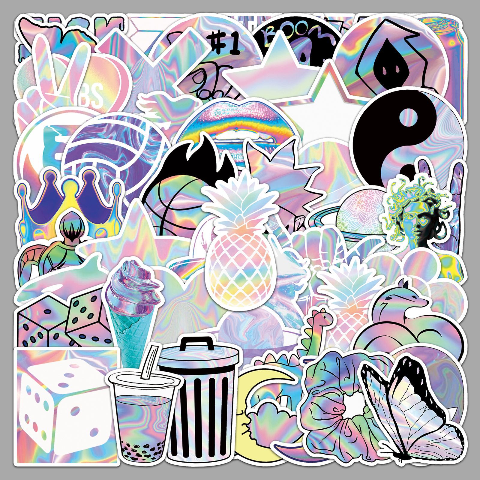 Wholesale 50 holographic laser graiti colorful creative sticker