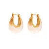 Wholesale PVD Coated Real Gold Plated U Shape Stainless Steel Arylic Retro Waterproof Non Tarnish Earrings