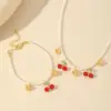 Wholesale Jewelry Casual Cute Sweet Fruit Copper Zircon 18K Gold Plated Beaded Epoxy Inlay Bracelets Necklace