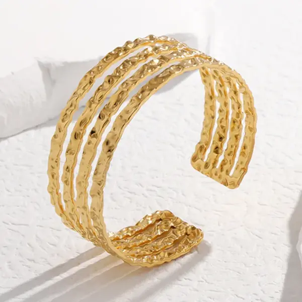 Fashion C Shape 304 Stainless Steel 18K Gold Plated Stainless Steel Bracelets In Bulk