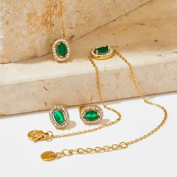 Wholesale PVD Coated Real Gold Plated 16K Gold White Gold Plated Gold Plating Round 304 Stainless Steel Elegant Waterproof Non Tarnish Bracelets Earrings Necklace