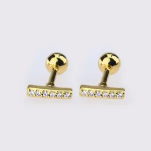 Gold Long Zircon Ear Studs