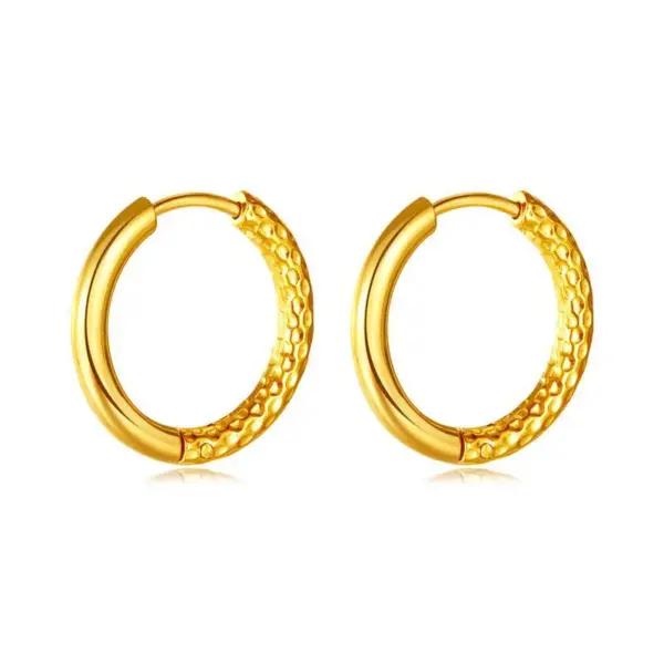 Wholesale 201 Stainless Steel Solid Color PVD Coated 18K Real Gold Plated 18K Gold Classic Style Waterproof Non Tarnish Hoop Earrings
