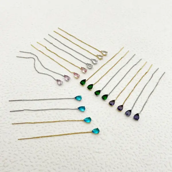 Wholesale 1 Pair Simple Style Roman Style Water Droplets Plating Inlay 304 Stainless Steel Zircon 14K Gold Plated Drop Earrings