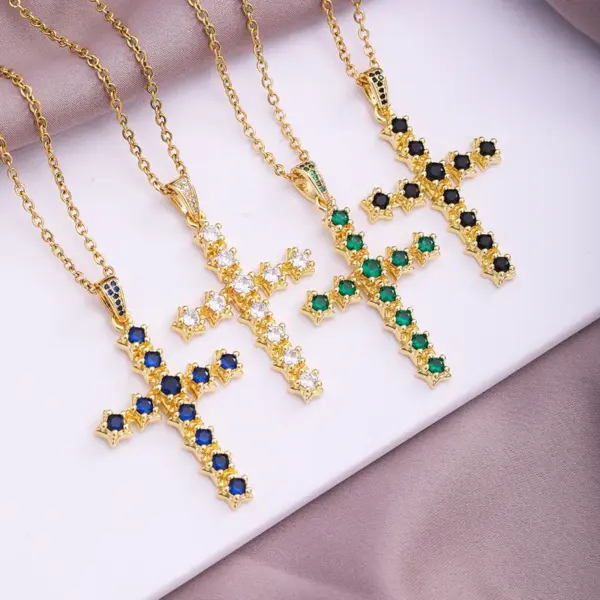 Wholesale Water Plating 18K Gold Plated Real Gold Plated Cross 304 Stainless Steel Copper Fashion Waterproof Non Tarnish 304 Stainless Steel Necklace