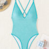 Wholesale 2025 New Cross Strap One-Piece Bikini Swimsuit Cross-Border Pure Color Sexy Beach Vacation Bikini for Women