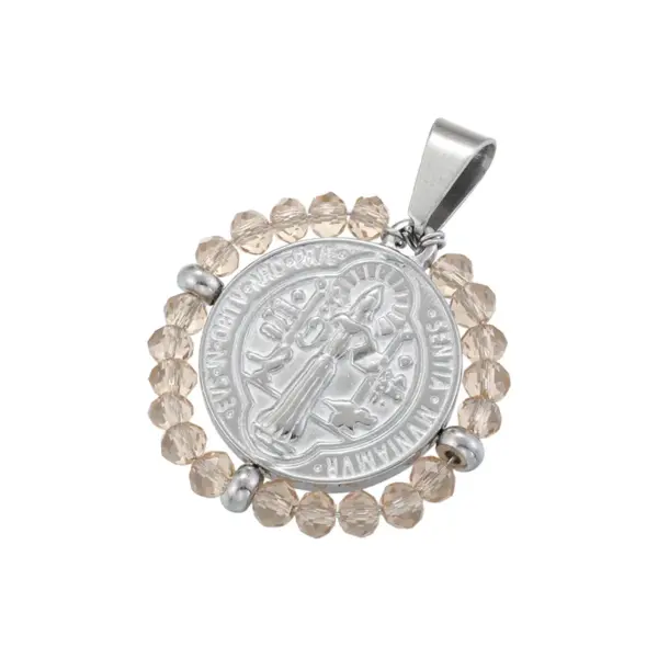 Wholesale Hip-Hop Retro Round Virgin Mary Copper Plating Inlay Carving 18K Gold Plated Zircon