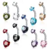 Wholesale Fashion Geometric Heart Shape Stainless Steel Inlaid Zircon Zircon Belly Ring 1 Piece
