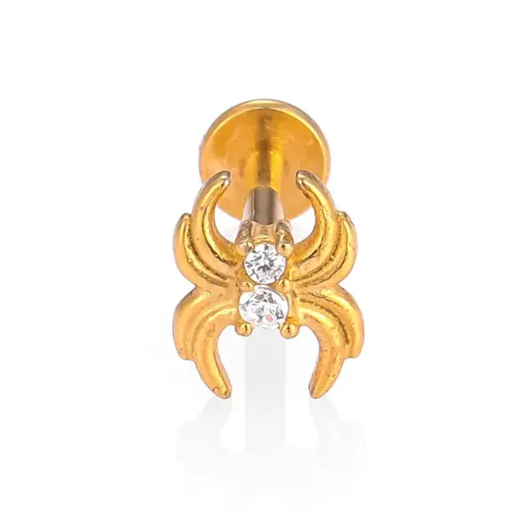 Wholesale 1 Piece Lip Rings Casual Sexy Simple Style Spider Dragonfly Butterfly 316L Stainless Steel Waterproof Non Tarnish Surgical Steel Zircon Ion Plating (IP) 18K Gold Plated Lip Rings Ear Cartilage Rings & Studs Nose Rings & Studs