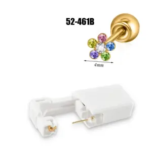 Gold 4mm Colored Diamond Flowers