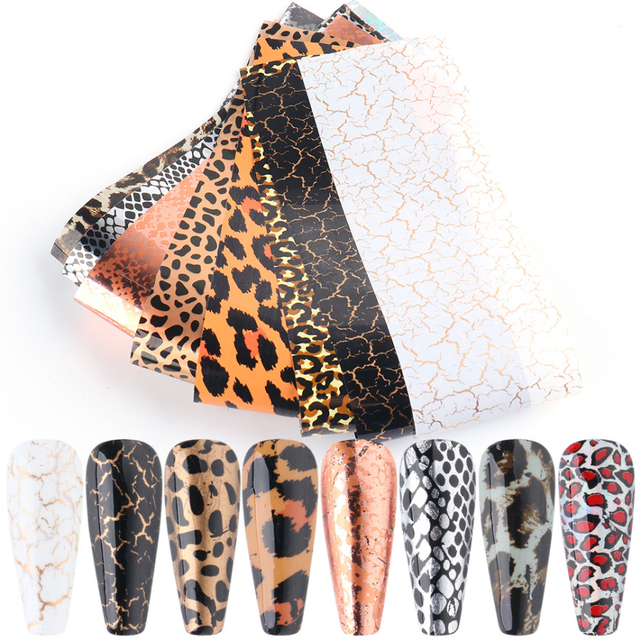 Wholesale nail art starry sky paper ins animal pattern snake print leopard print 10 bags