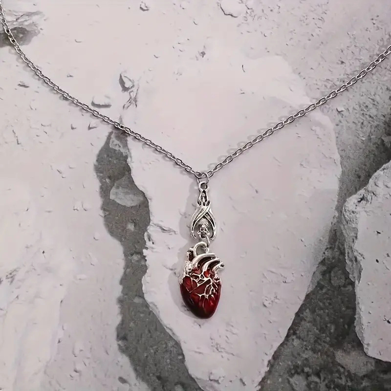 Wholesale Bat Shape Blood op Heart Pendant Necklace Unique Bohemian Style Retro Gift Creative Gift