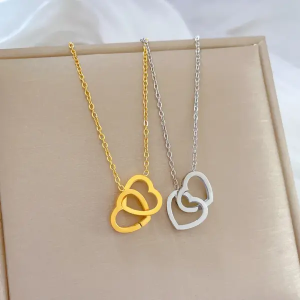 Wholesale Simple Style Heart Shape Titanium Steel Copper Plating Gold Plated Pendant Necklace