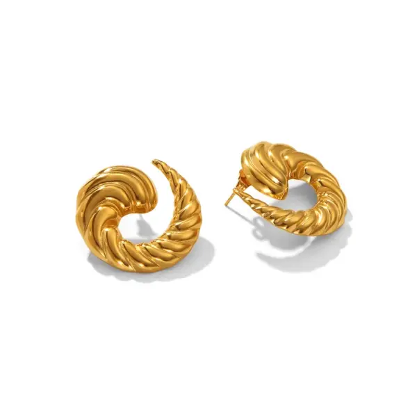 Wholesale PVD Coated Real Gold Plated 18K Gold Irregular 304 Stainless Steel 316 Stainless Steel IG Style Marine Style Modern Style Waterproof Non Tarnish Ear Studs