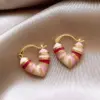 Wholesale 1 Pair Elegant Lady Heart Shape Inlay Copper Artificial Pearls Earrings