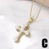 Wholesale Copper Bamboo Necklace 18K Gold Plated Plating Inlaid Shell Cross Virgin Mary Pendant Necklace