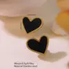 Wholesale 304 Stainless Steel Plastic Heart Shape Ion Plating (IP) Acrylic 18K Gold Plated Elegant Sweet Waterproof Non Tarnish Inlay White Gold Black Earrings Necklace Jewelry Set