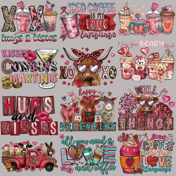Wholesale Pink Valentine's Day Heat Transfer