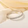 304 Stainless Steel Solid Color PVD Coated Rhinestones 18K Real Gold Plated Elegant Romantic Waterproof Non Tarnish Inlay Gold Sier Bangle