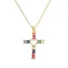 Wholesale Ig Style Simple Style Cross Copper Plating Inlay Zircon Gold Plated Pendant Necklace