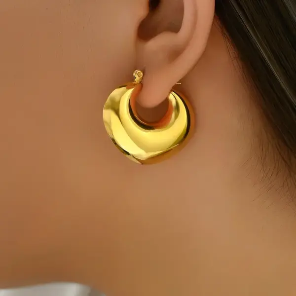Wholesale 304 Stainless Steel Solid Color PVD Coated 18K Gold Plated 18K Gold Simple Style Classic Style Waterproof Non Tarnish Plating Gold Earrings