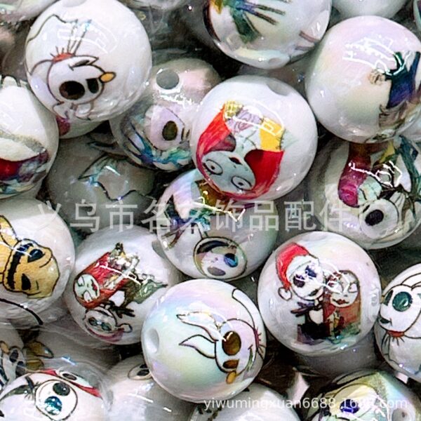 Wholesale diy16mm Printed Rugby Team Ball Beads