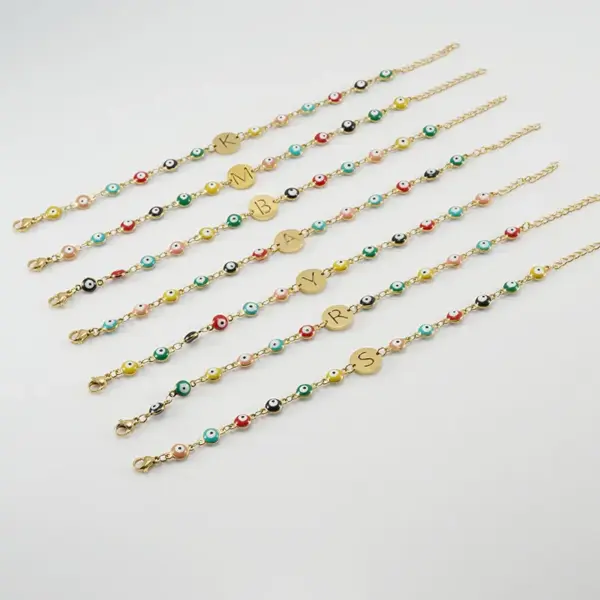 Wholesale Fashion Letter Eye 304 Stainless Steel 18K Gold Plated Stainless Steel Bracelets In Bulk