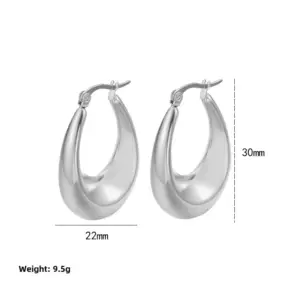 Hollow U-Shaped Bevel-Steel Color / 18K