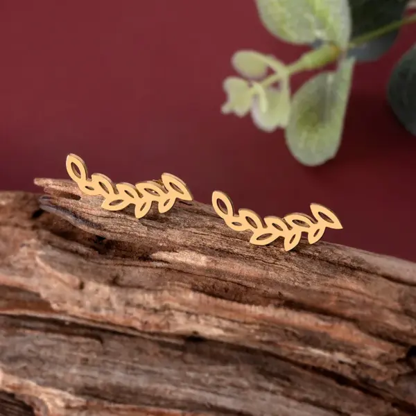 Wholesale 1 Pair Fashion Leaves Hollow Out 304 Stainless Steel Gold Plated Stainless Steel Earrings