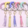 Wholesale Silicone leather tassel bracelet keychain