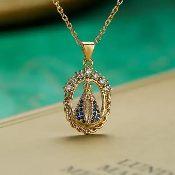 Wholesale Artistic Faith Heart Shape Copper 18k Gold Plated Pearl Zircon Pendant Necklace In Bulk