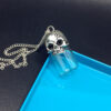 Wholesale Gothic Skull Pendant Hair Collection Commemorative Glass Wishing Bottle Openable Pet urn Necklace