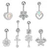Wholesale Fashion Heart Shape Flower Butterfly Stainless Steel Plating Inlay Zircon Belly Ring 1 Piece