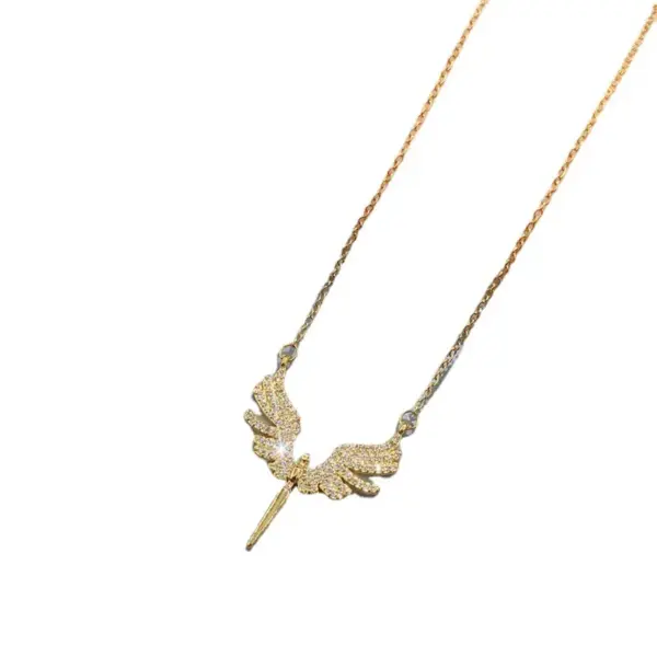 Wholesale PVD Coated Real Gold Plated Angel Stainless Steel Elegant Waterproof Non Tarnish Pendant Necklace