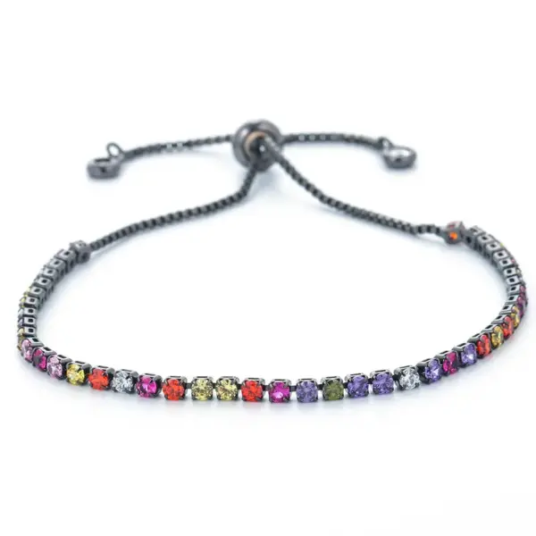 Wholesale Simple Single Row Multicolor Zircon Copper Bracelet