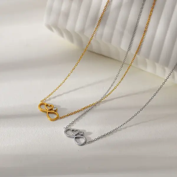 Wholesale Jewelry Elegant Classic Style Heart Shape 304 Stainless Steel Pendant Necklace Cable Chain