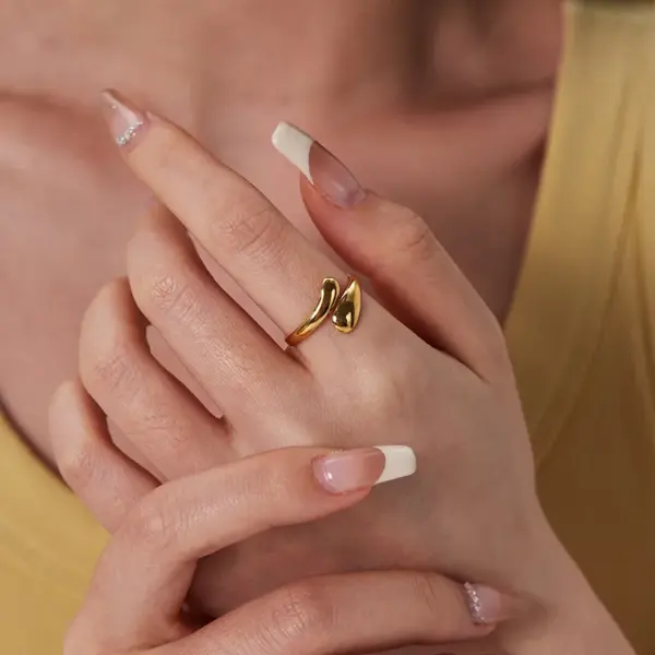 Wholesale PVD Coated Real Gold Plated 18K Gold Snake 304 Stainless Steel Retro Simple Style Waterproof Non Tarnish Open Rings