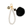 Wholesale Cute fur ball pearl bear tag bag pendant plush key chain phone earphone set car fur pendant