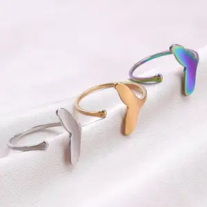 PVD Coated Real Gold Plated 18K Gold Geometric 304 Stainless Steel INS Style Waterproof Non Tarnish Open Ring