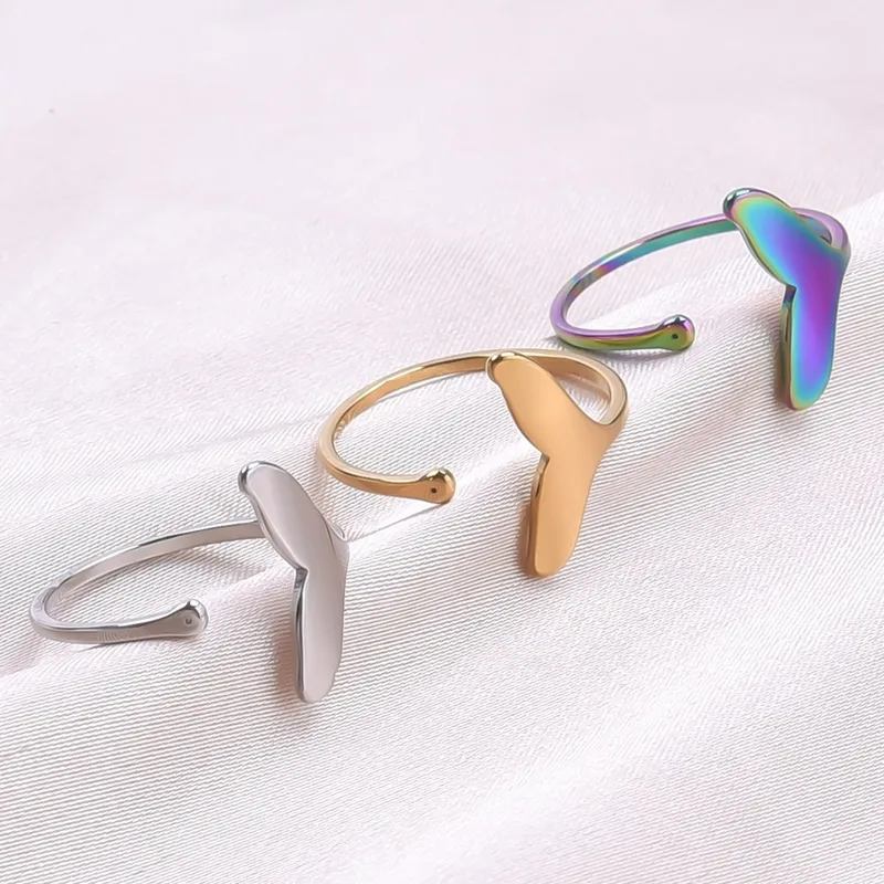 Wholesale PVD Coated Real Gold Plated 18K Gold Geometric 304 Stainless Steel INS Style Waterproof Non Tarnish Open Ring