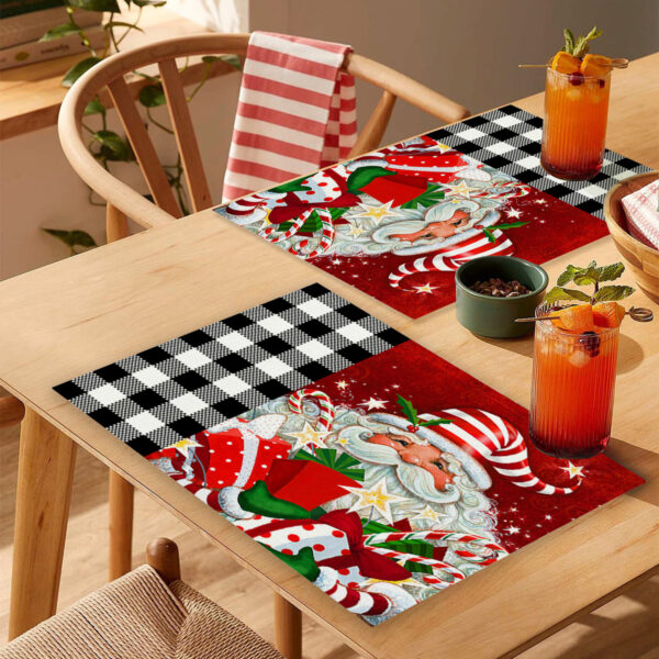 Wholesale Household Christmas Linen Printed Placemats Christmas Dining Table Non-Slip Heat Insulation Mats Wholesale Western Dining Table