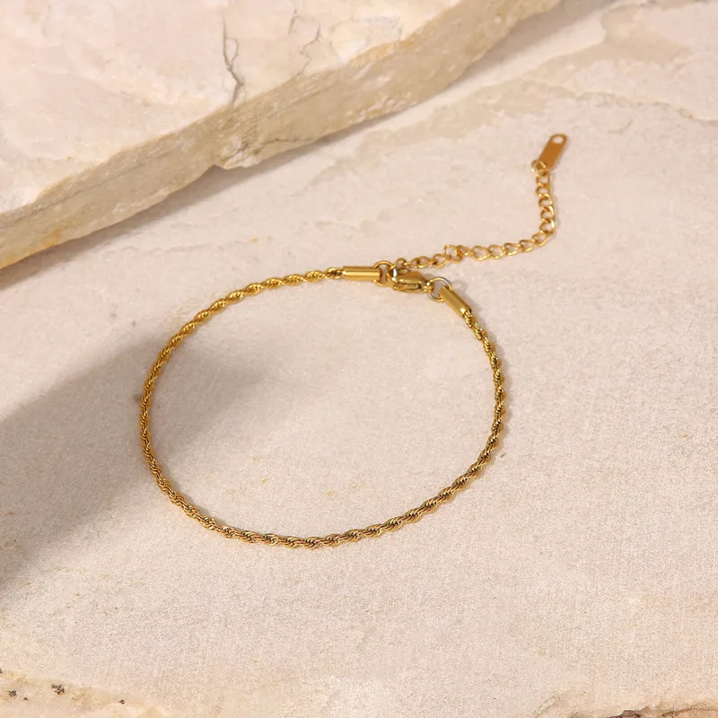 Wholesale Simple Style Geometric 304 Stainless Steel Plating PVD Coated PVD Coated Women'S Anklet