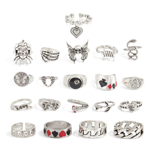 oly-46d6deb6aa5c52b3a3b49f63cb6794d8 Wholesale Carved Dark Ghost Snake Ring Set