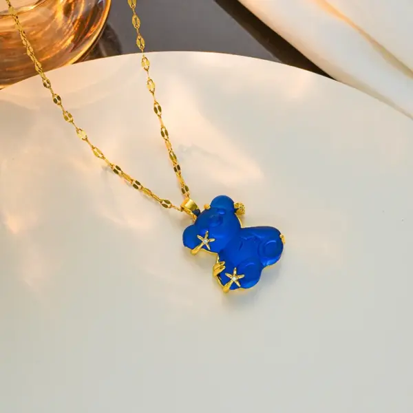 Wholesale Jewelry Cute Little Bear Star 201 Stainless Steel Copper Resin Zircon Plating Inlay