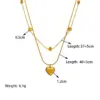 Wholesale Jewelry Simple Style Geometric Heart Shape Titanium Steel Shell Zircon 18K Gold Plated Inlay Layered Necklaces Necklace