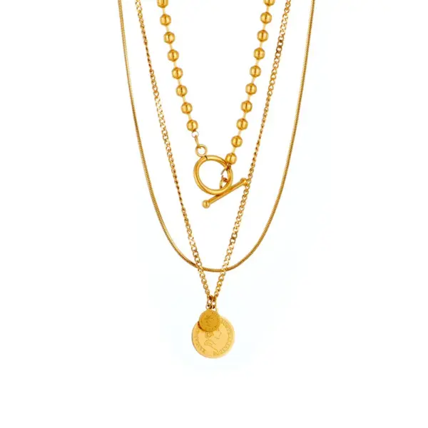 PVD Coated 18K Gold Plated 304 Stainless Steel Fashion Waterproof Non Tarnish 304 Stainless Steel Necklace