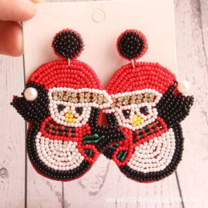 1 pair of cartoon penguin rice beads earrings